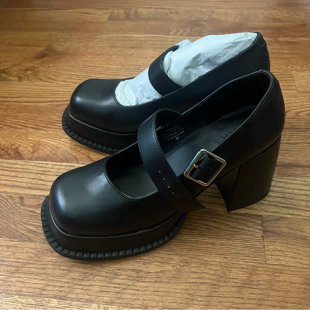 Elegant Black Chunky Heel Mary Jane Shoes - Picture 6 of 6